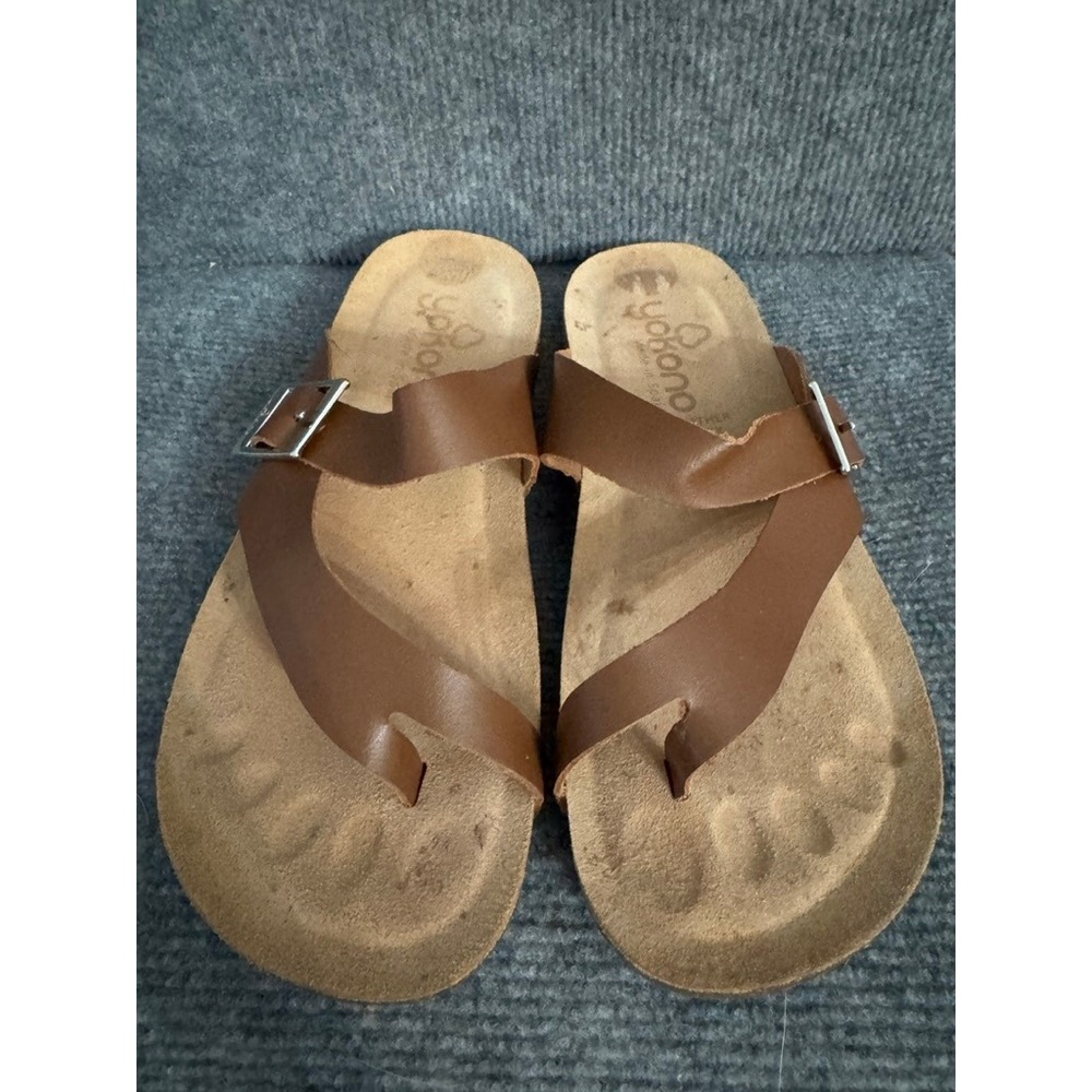 Yokono Ibiza 013 Brown Leather Thong Sandals Made in Spain Toe Loop Buckle 8 - Picture 4 of 9